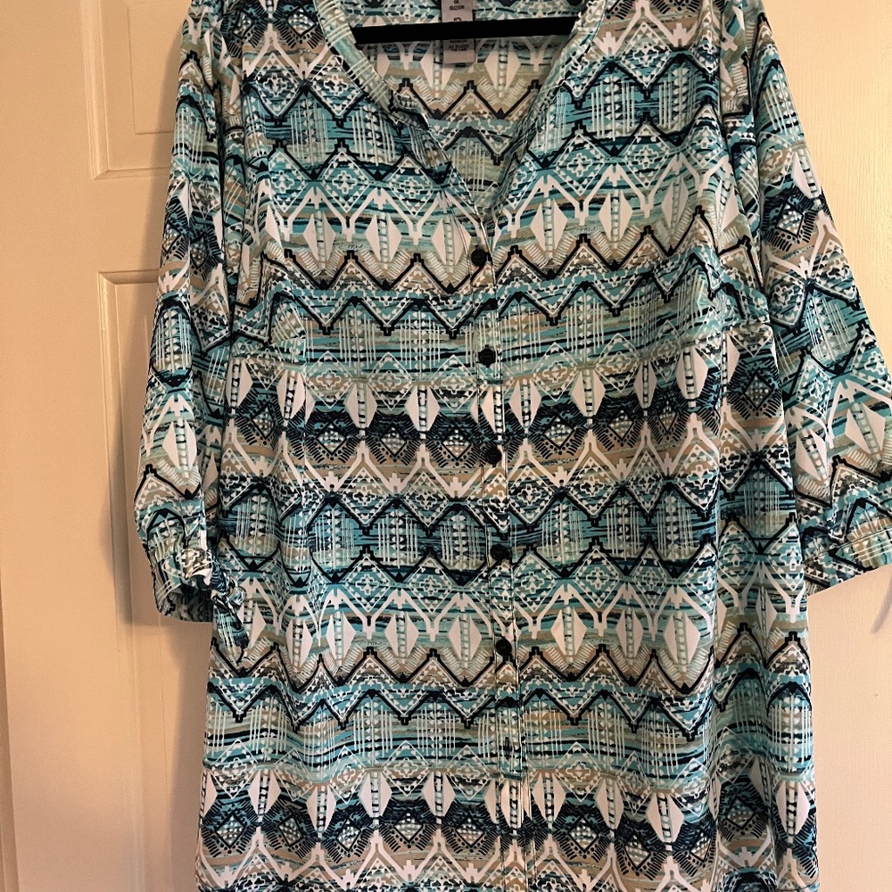 Bright Aztecs print blue blouse